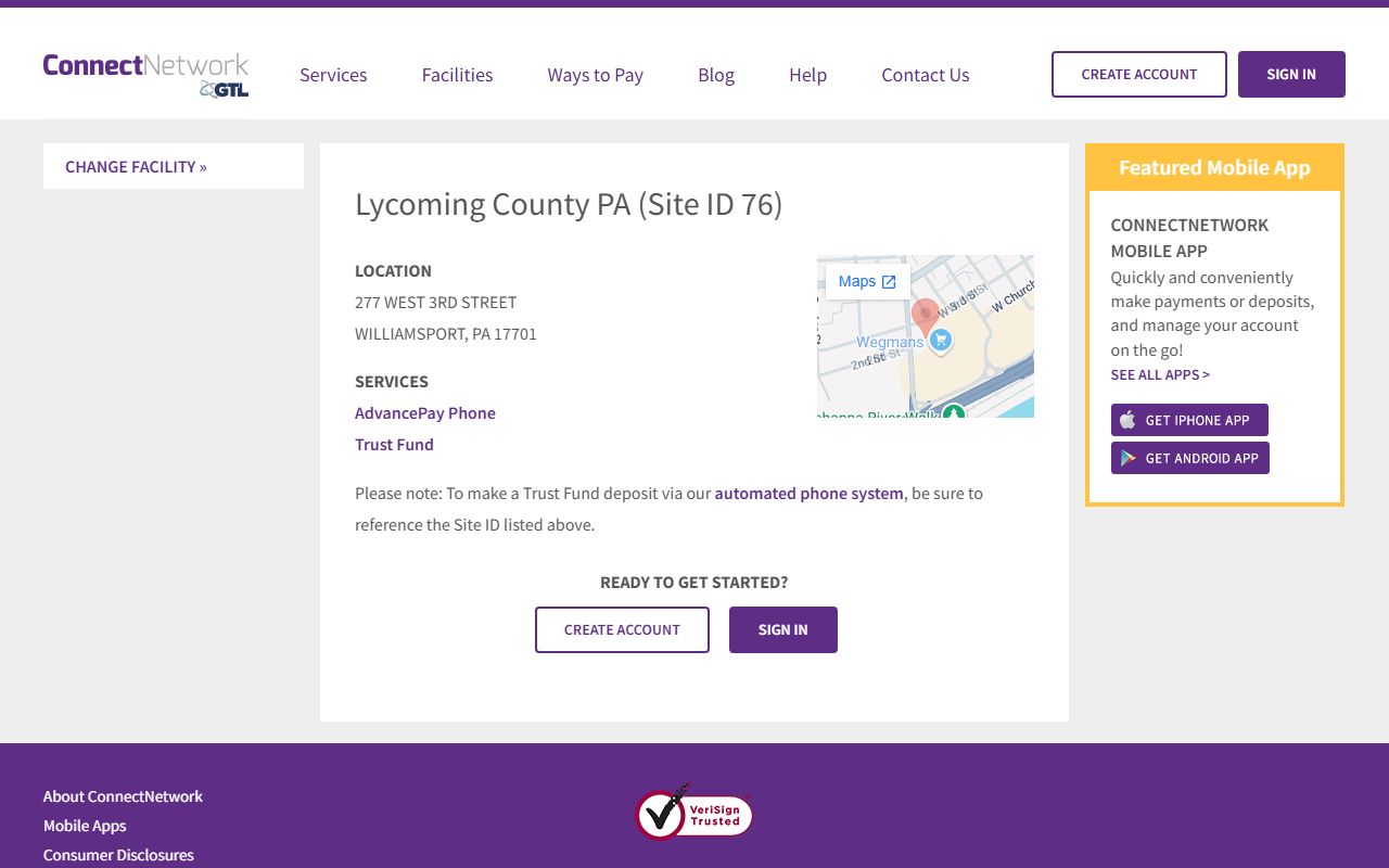 Lycoming County Prison ConnectNetwork inmate money and phone services